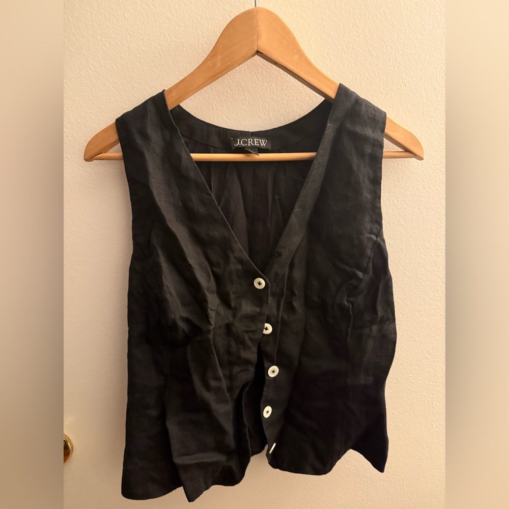 J.Crew Black Button-Up Sleeveless Blouse